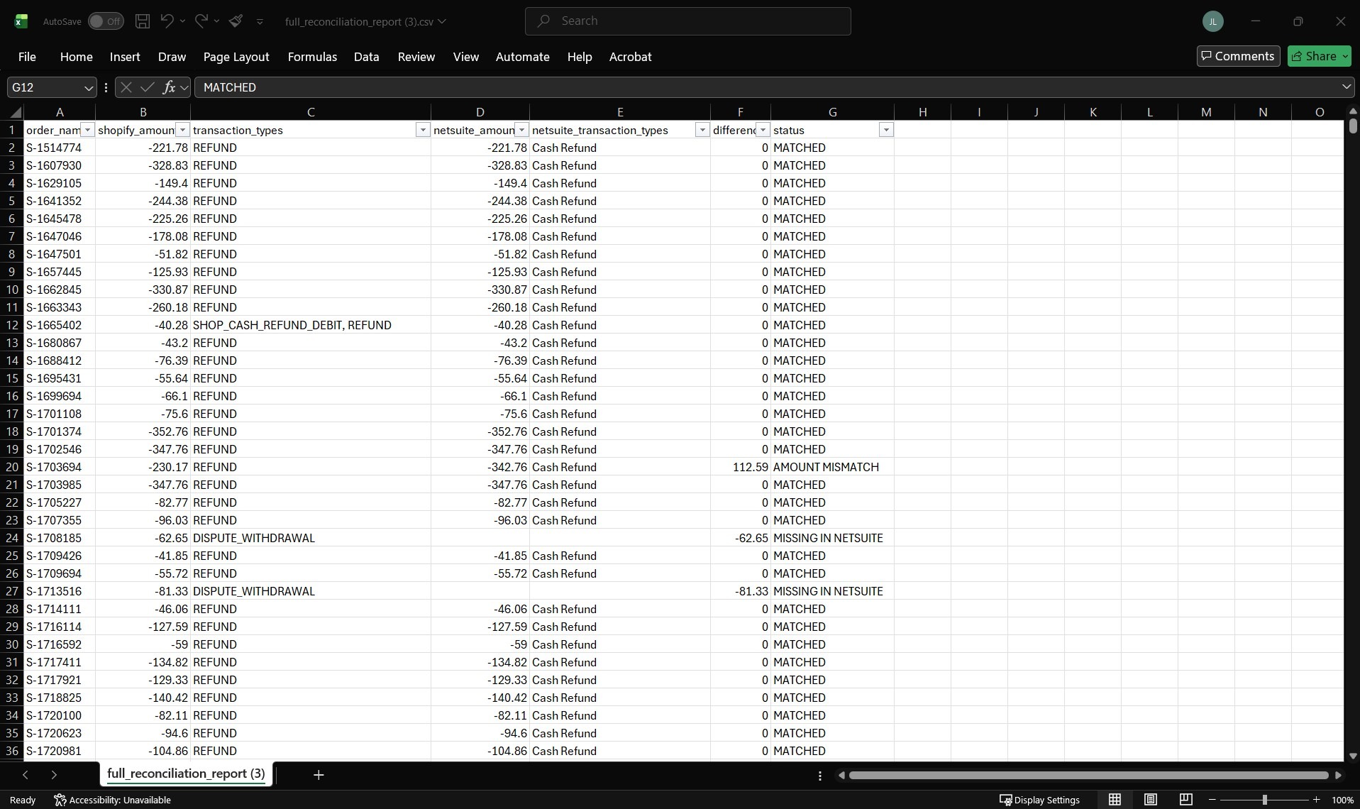 E-commerce Reconciliation screenshot 2