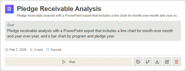 Pledge Receivable Analysis screenshot 1